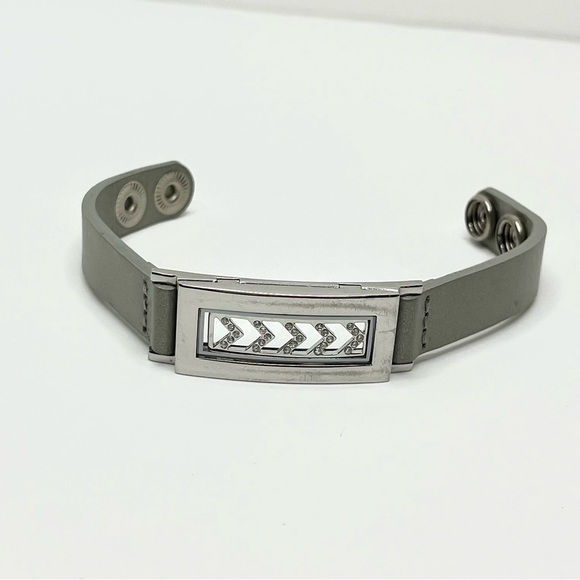 Leather Gray Charm Bracelet Magnetic Glass Floating Charm Locket Bracelet - Picture 1 of 6